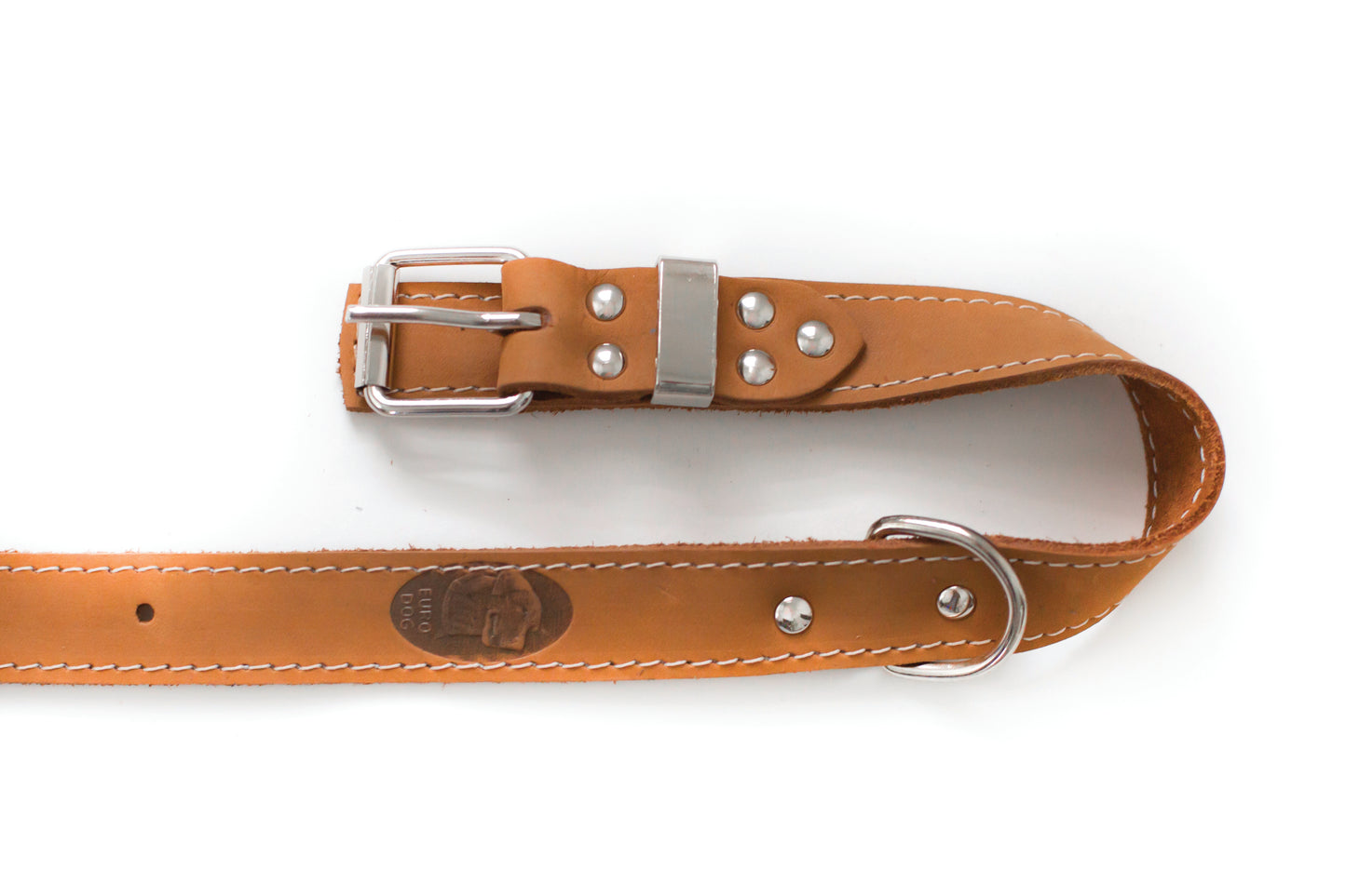 Traditional Khaki Leather Dog Collar