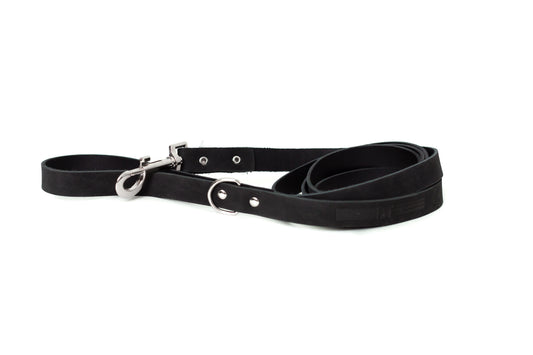 Modern Style Midnight Black Leather Leash