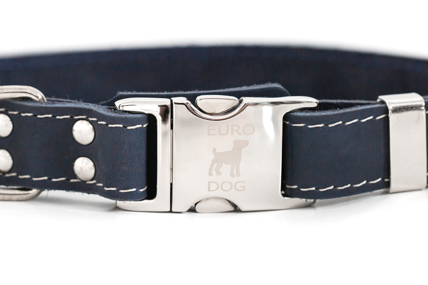 Bestseller Quick-Release Blue Jeans Leather Dog Collar with Metal Buckle