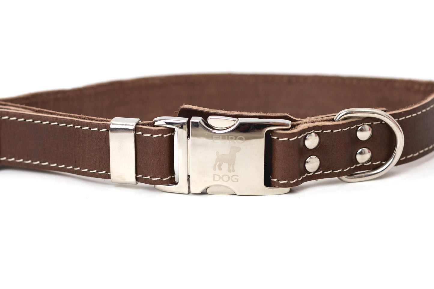 Bestseller Quick-Release Chocolate Leather Dog Collar with Metal Buckle