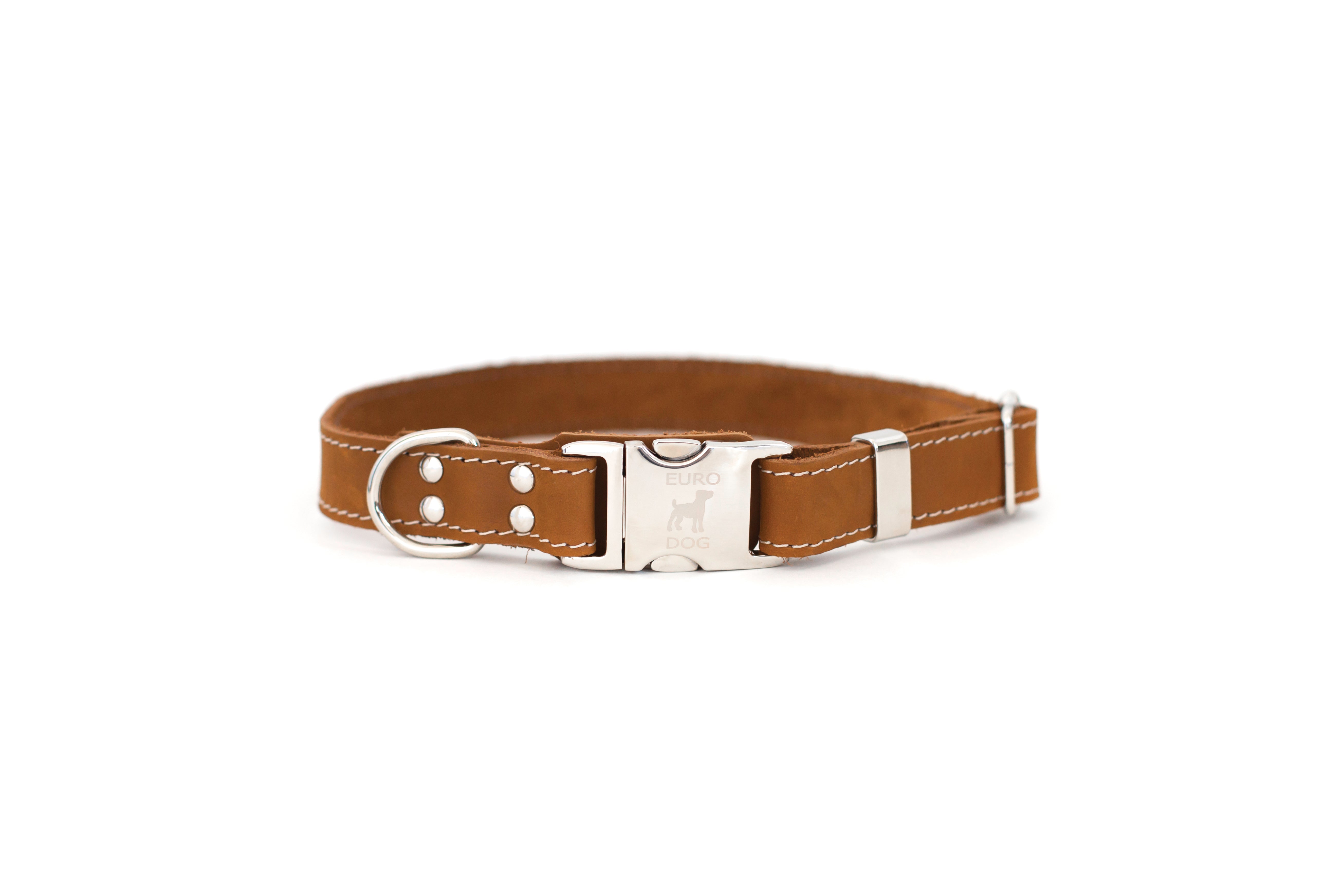 Bestseller Quick Release Earth Brown Leather Dog Collar with Metal Buckle XL 1 Wide 16 26 Range