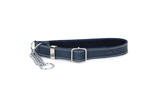 Martingale Blue Jeans Leather Dog Collar