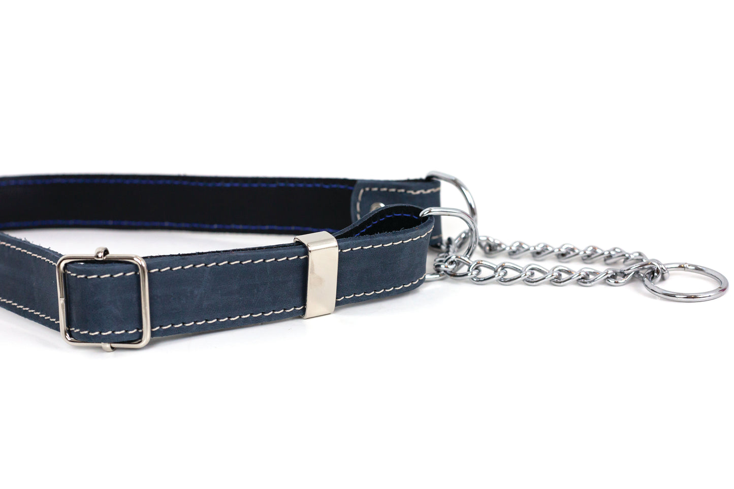 Martingale Blue Jeans Leather Dog Collar