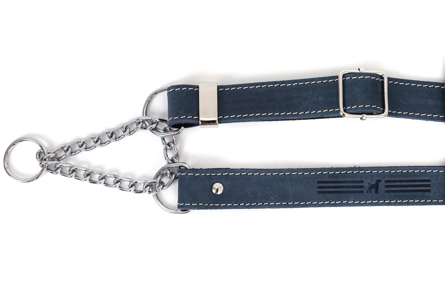 Martingale Blue Jeans Leather Dog Collar