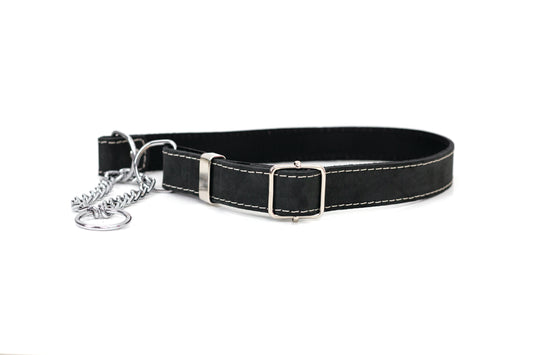 Martingale Midnight Black Leather Dog Collar