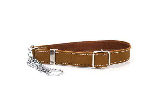 Martingale Earth Brown Leather Dog Collar