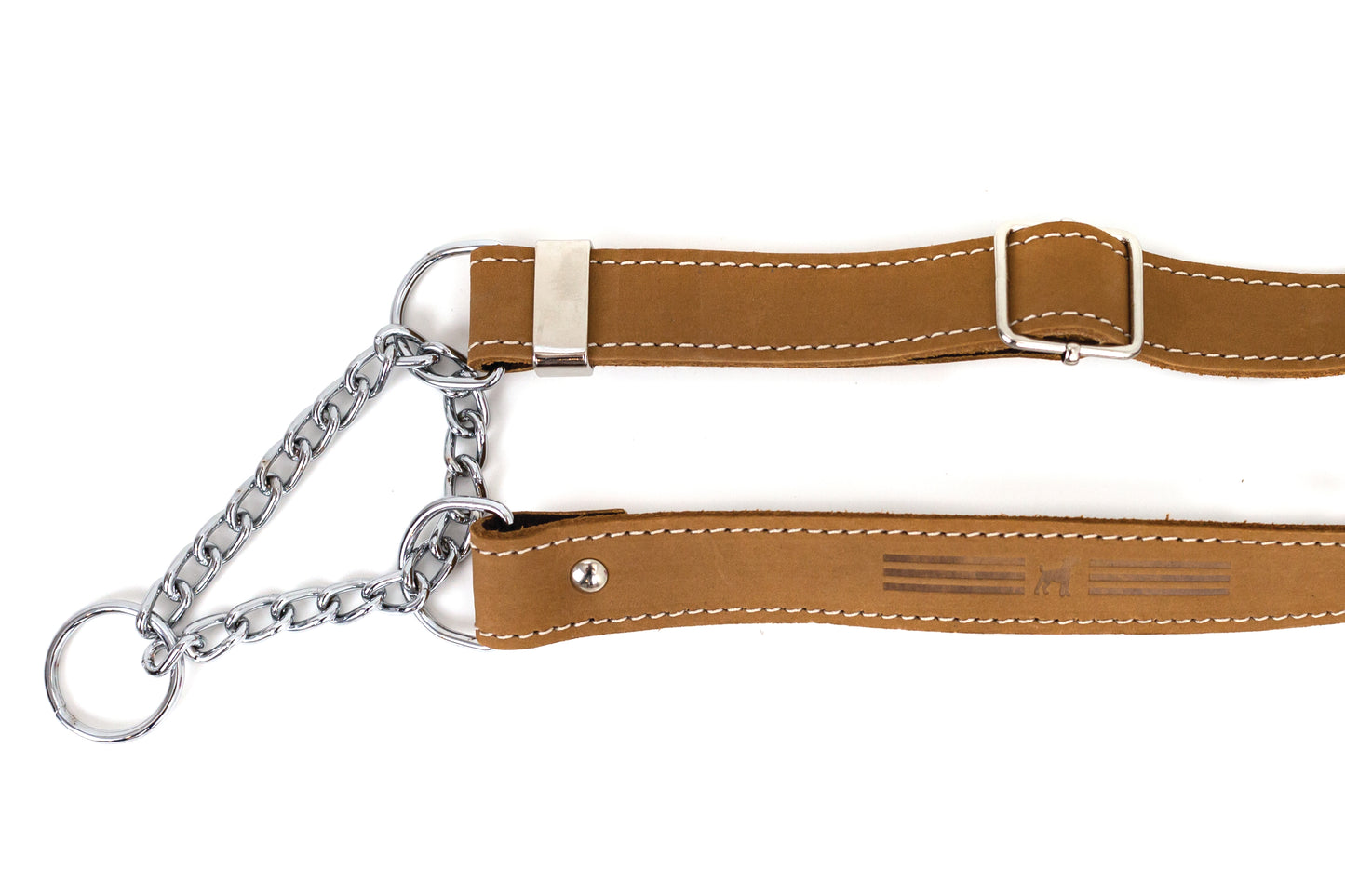 Martingale Khaki Leather Dog Collar