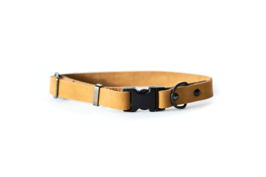 Sport Style Khaki Leather Dog Collar