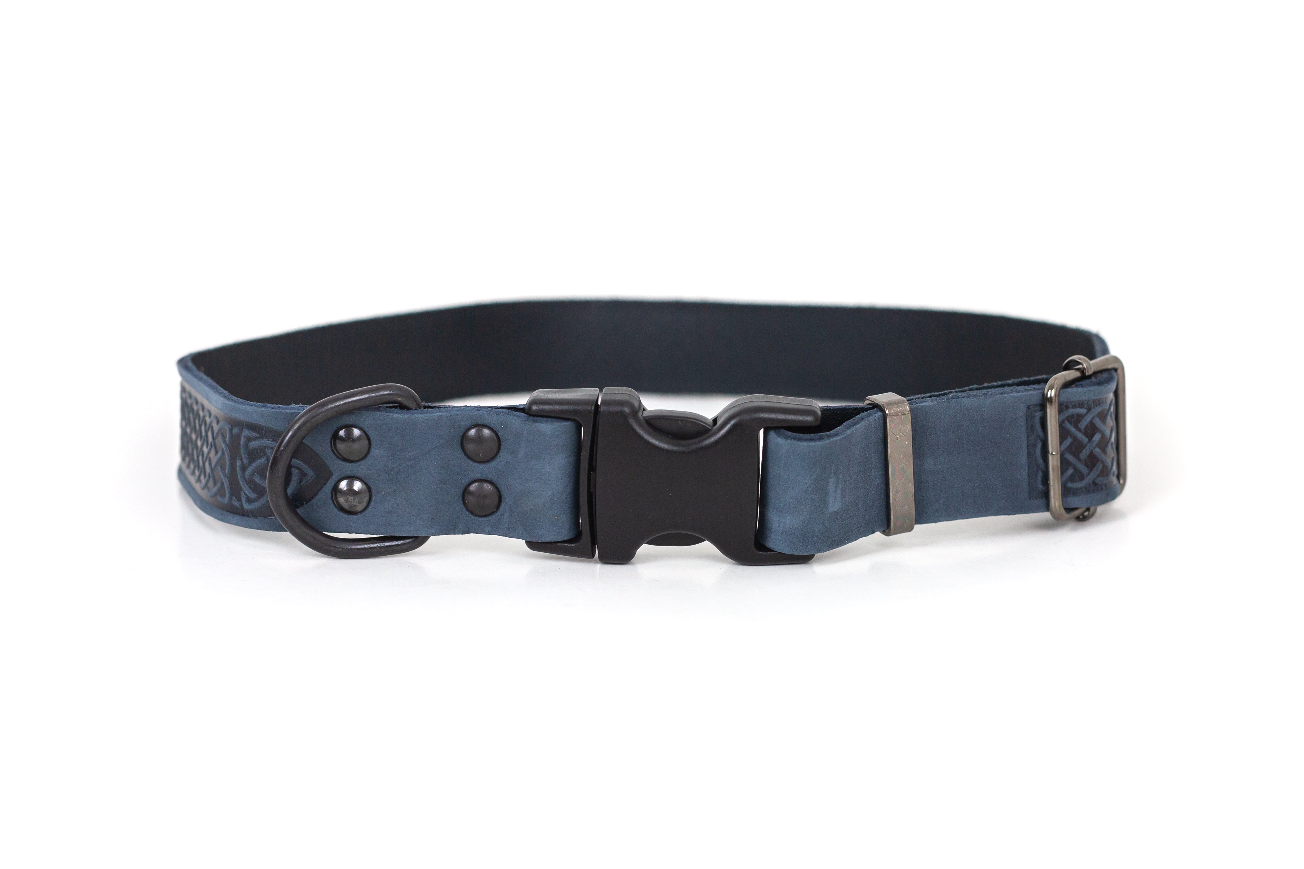 Celtic Sport Blue Jeans Leather Dog Collar M 3 4 Wide 12 18 Range