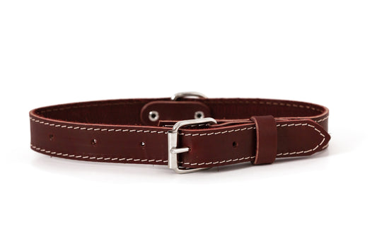 Traditional Chocolate Leather Dog Collar