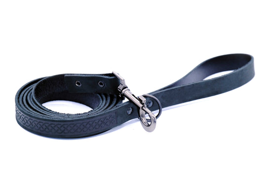 Celtic Sport Midnight Black Leather Dog Leash