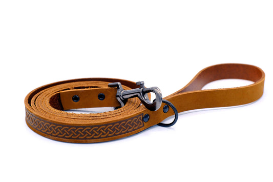 Celtic Sport Earth Brown Leather Dog Leash