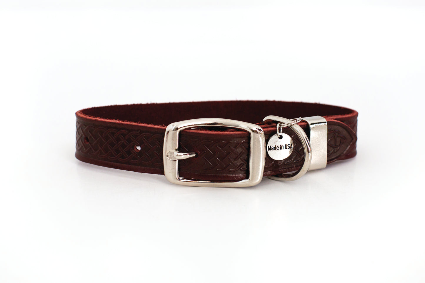 Z Celtic Style Leather Dog Collar