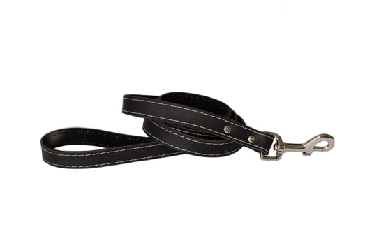 Traditional Midnight Black Leather Leash