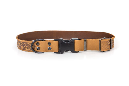 Celtic Sport Khaki Leather Dog Collar