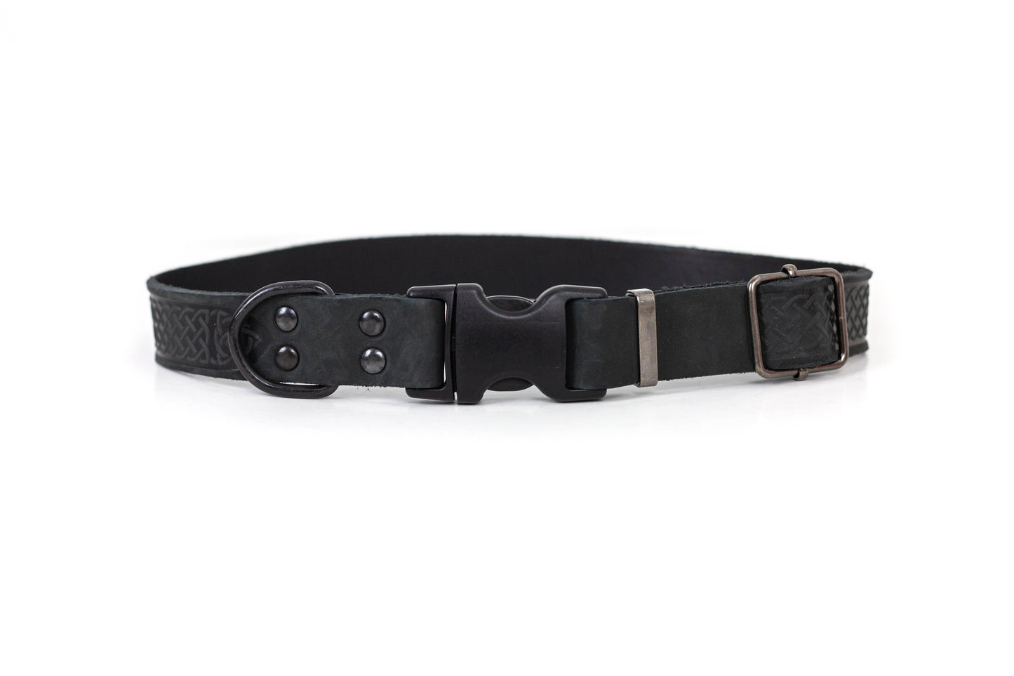 Celtic Sport Midnight Black Leather Dog Collar