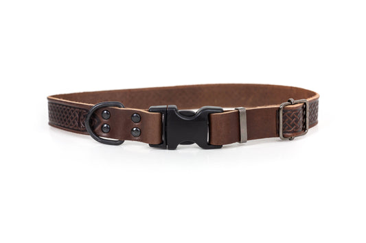 Celtic Sport Chocolate Leather Dog Collar